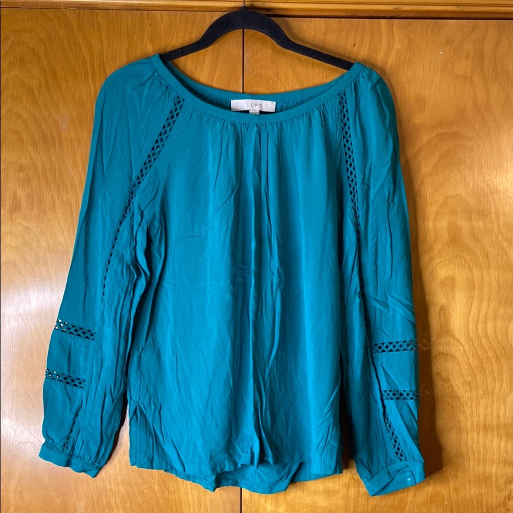 LOFT Relaxed Blue Blouse with Full Sleeves